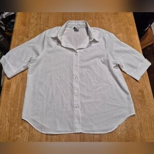 EUC Bon Worth White Textured Button Down Shirt Top Blouse